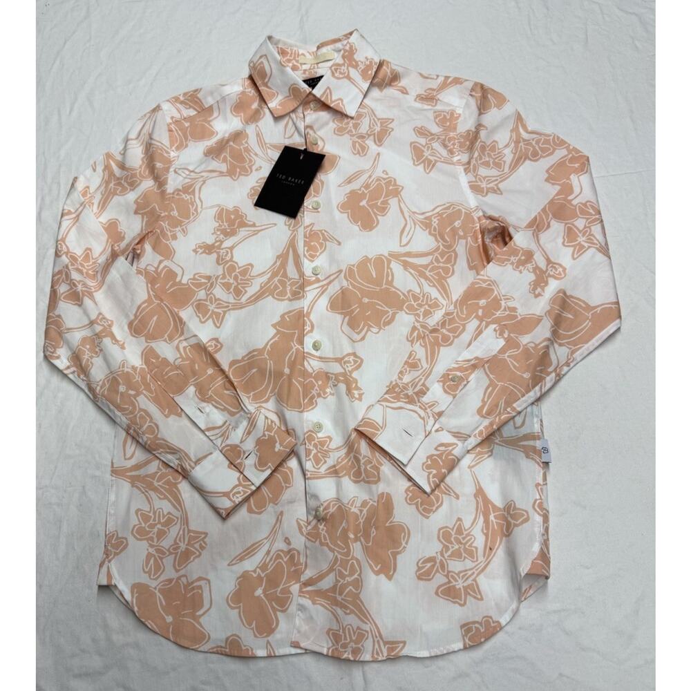 Ted Baker button down Floral Design Shirt Long Sleeve  Mens Size 1 -S Or XS NWT